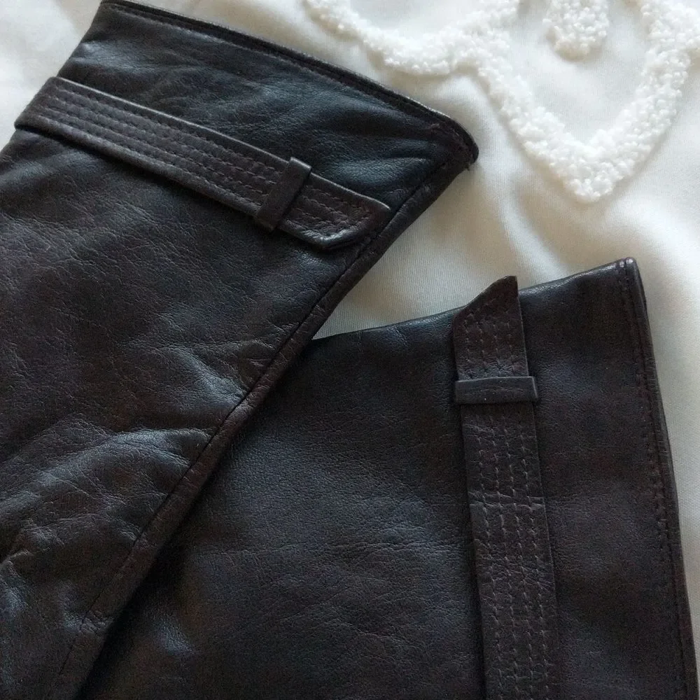 Nine West Butter Leather Gloves Espresso Color Size L